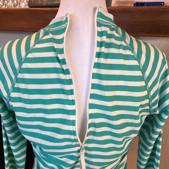 J. Crew Long Sleeve Rash Guard, Green and White Stripe, size M - Picture 7 of 9
